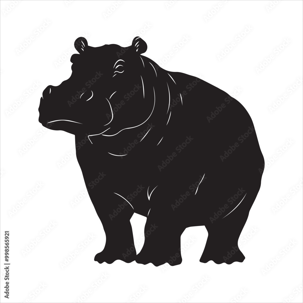 Fototapeta premium rhino on white background cartoon, animal, vector, illustration, mammal, wild, hippo, rhino, wildlife, bear, nature, zoo, hippopotamus, rhinoceros, art, fun, safari, drawing, comic, elephant, animals,