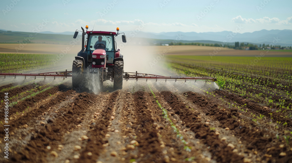 Fototapeta premium farmer working with tractor at agriculture field