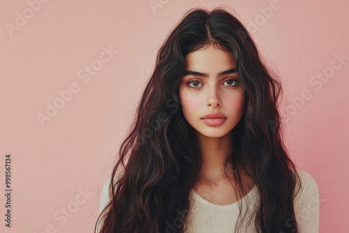 Young beautiful indian woman with long hair