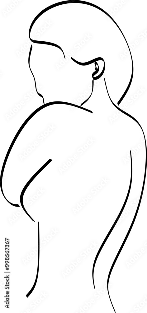Vector fashion illustration of female body in trendy linear style. Elegant art. For posters, tattoos, lingerie store logos. Hand drawn Vector fashion illustration of female body in trendy linear style. Elegant art. For posters, tattoos, lingerie store logos. Hand drawn