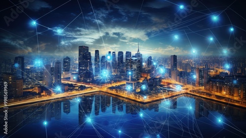 5G wireless network, high speed internet, cloud computing or connect diagram technology, Data storage, service, synchronize, online, financial, Connectivity global, smart city, ecommerce, facility