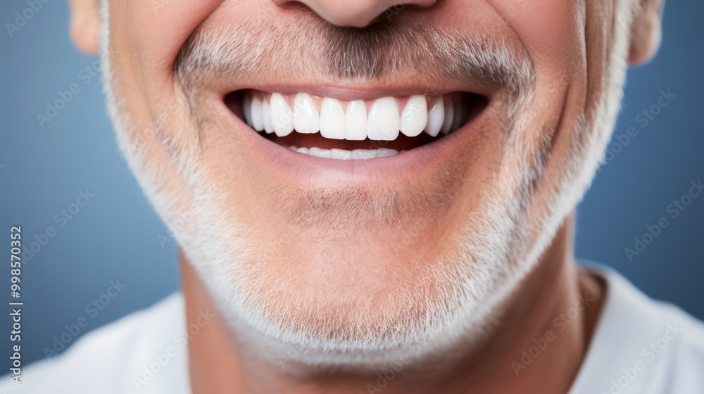 Fototapeta premium Dental Care. close up mouth senior or adult, Healthy Smile Elderly show beautiful of teeth, confident in orthodontics, advertising, white teeth, online plating, dentures, dental implants,.