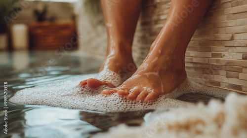 Relaxing Feet of a Person in a Bath, Soothing Spa-Like Setting