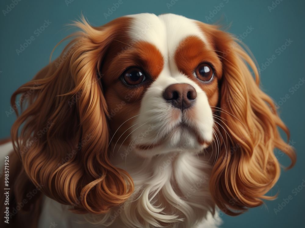 Naklejka premium illustration digital painting style, Cavalier King Charles Spaniel