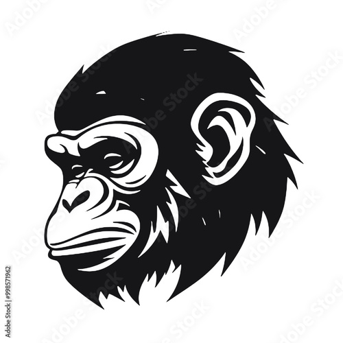 Chimpanzee logo silhouette  Illustration photo