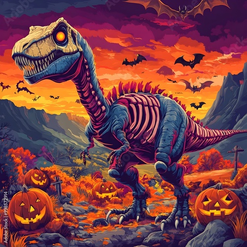Spooky Dinosaur in Eerie Ha...