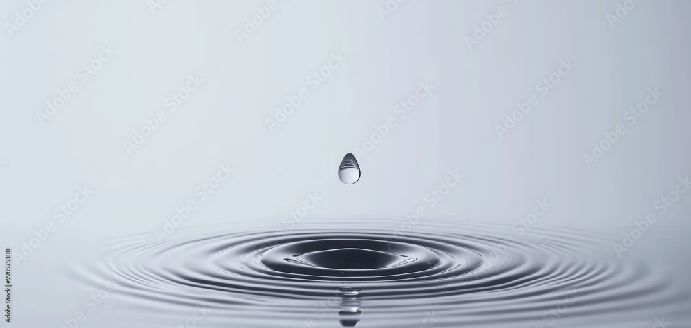 A slow-motion shot of a water droplet falling into a pool, creating concentric ripples A slow-motion shot of a water droplet falling into a pool, creating concentric ripples