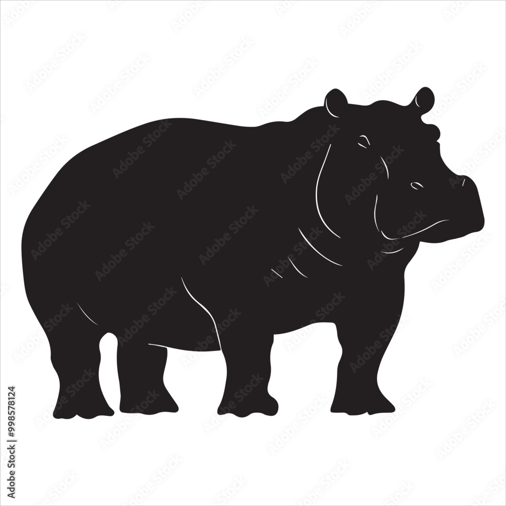 Obraz premium rhino on white background cartoon, animal, vector, illustration, mammal, wild, hippo, rhino, wildlife, bear, nature, zoo, hippopotamus, rhinoceros, art, fun, safari, drawing, comic, elephant, animals,