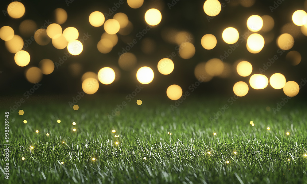 Obraz premium Background of Green Grass in 3D with a Bokeh Light Effect