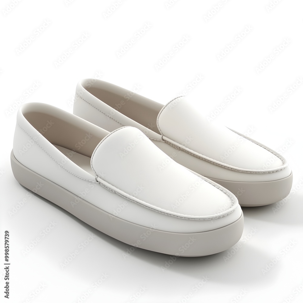 Comfortable and Stylish Loafers Resting on a Pristine White Background Comfortable and Stylish Loafers Resting on a Pristine White Background