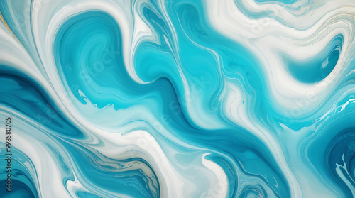 High quality aqua abstract painted wavy marble texture illustration background design.