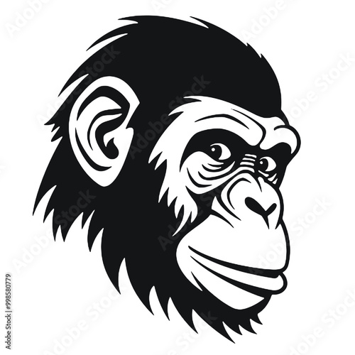 Chimpanzee logo silhouette vector illustration
 photo