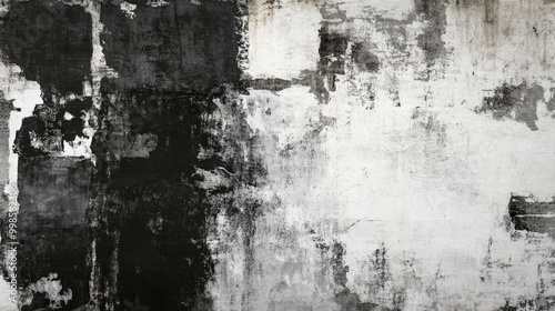 Wallpaper Mural Black and white distressed grunge texture with an abstract design, capturing a raw, weathered aesthetic with bold contrasts Torontodigital.ca