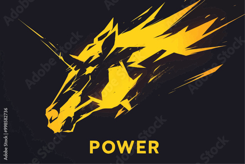 Horse Silhouette Logo on Yellow Background - Powerful and Elegant Design