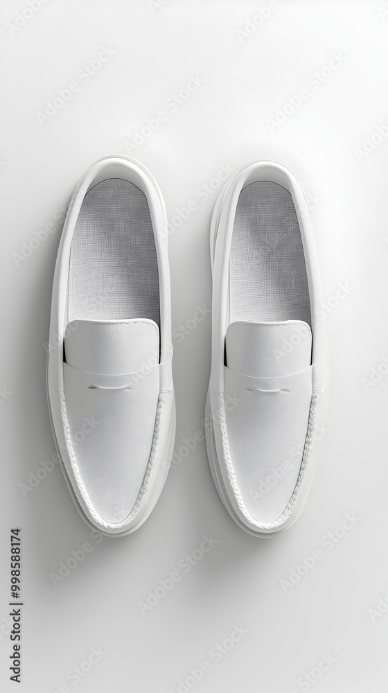 Elegant White Loafers Showcased on Clean Studio Backdrop Elegant White Loafers Showcased on Clean Studio Backdrop