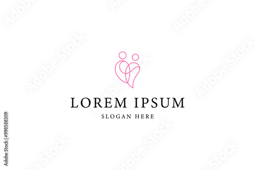 abstract people love care logo in line art design style