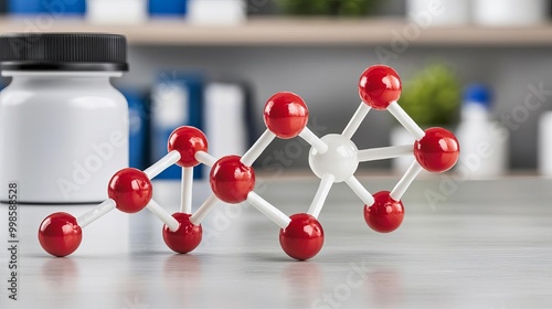 Enzymes facilitating biocatalysis, dynamic molecular models in a bright, professional environment, highlighting the precision of biochemical processes photo