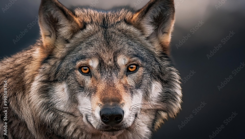 Obraz premium Greyscale closeup of an angry wolf with blurred background, wolf, animal, predator, closeup, wildlife, nature, aggressive, angry