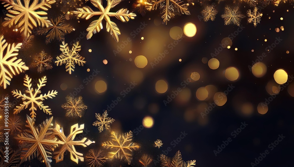 Golden snowflakes on a dark background Golden snowflakes on a dark background