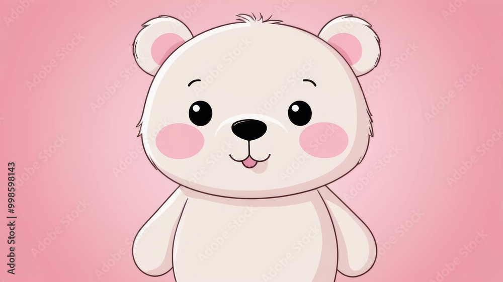 A white teddy bear with pink eyes against a soft pink background, creating a charming and whimsical atmosphere. A white teddy bear with pink eyes against a soft pink background, creating a charming and whimsical atmosphere.