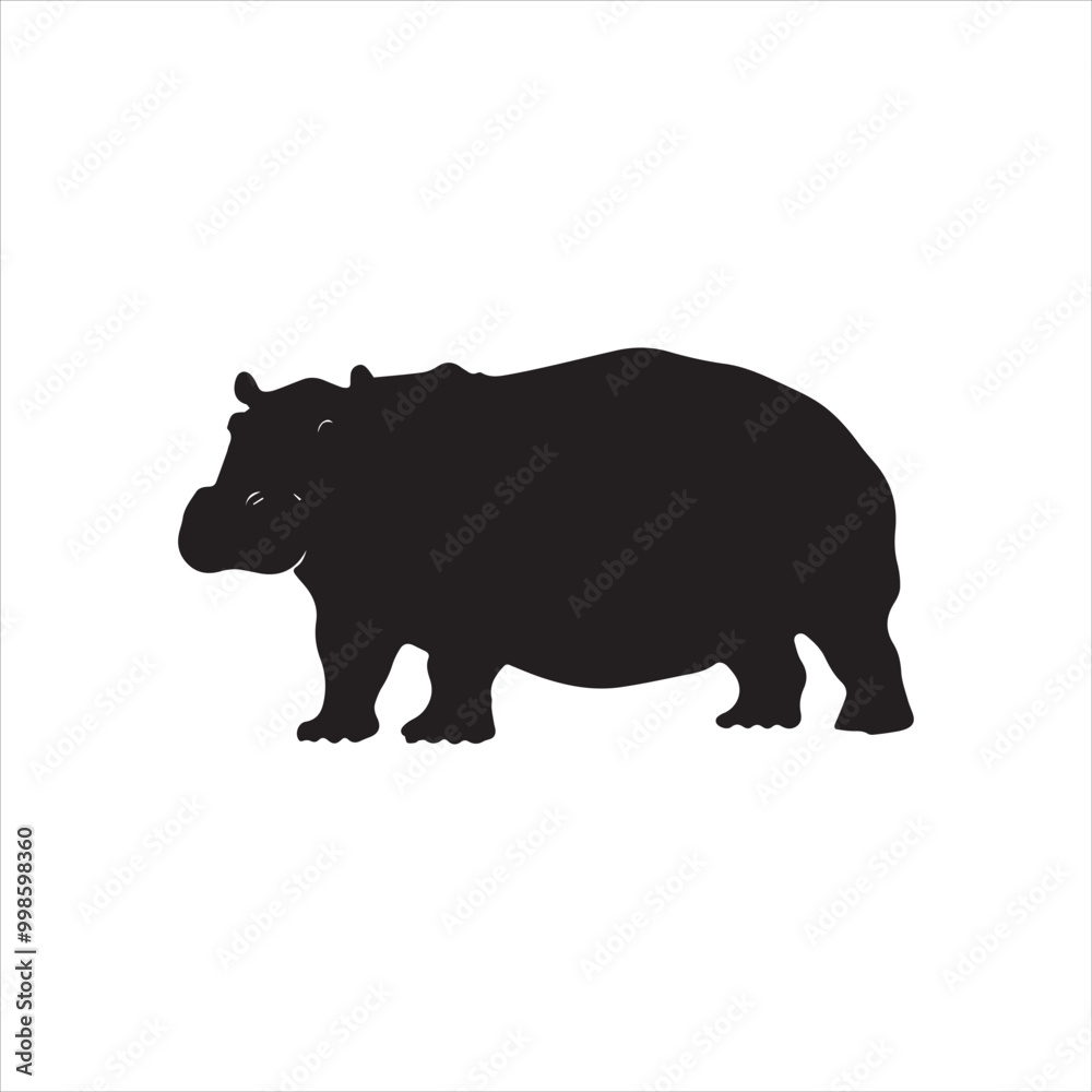 Fototapeta premium rhino on white background cartoon, animal, vector, illustration, mammal, wild, hippo, rhino, wildlife, bear, nature, zoo, hippopotamus, rhinoceros, art, fun, safari, drawing, comic, elephant, animals,
