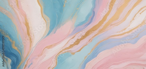 a vibrant abstract pattern with swirling lines and splashes of color, including shades of blue, pink, and gold