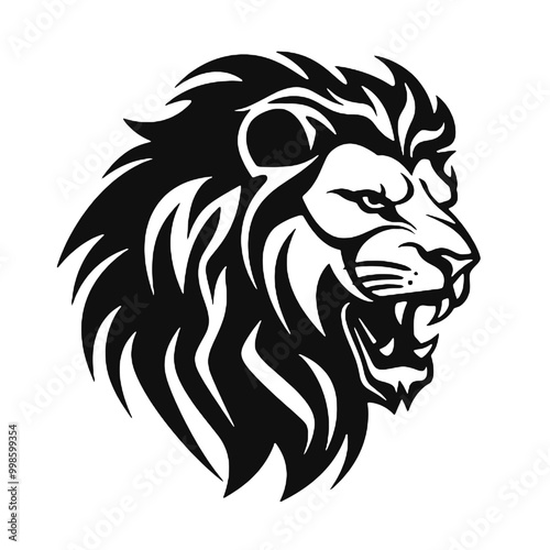 Angry lion silhouette vector illustration