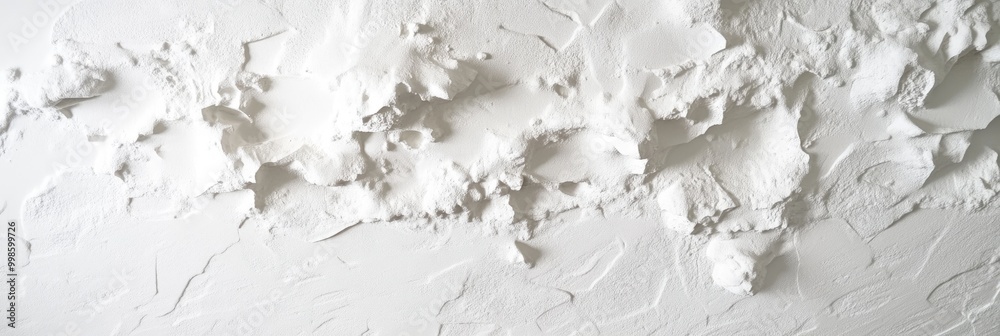 Fototapeta premium Popcorn ceiling texture, capturing the rough, bubbly surface in white