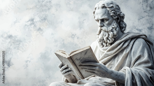 Stoic Philosoph Statue Wissen Lernen Lesen Buch Geschichte Skulptur Alt Griechisch Vektor