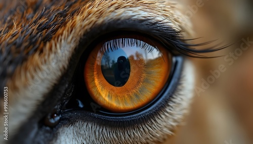 close-up shot of a single eye of a deer