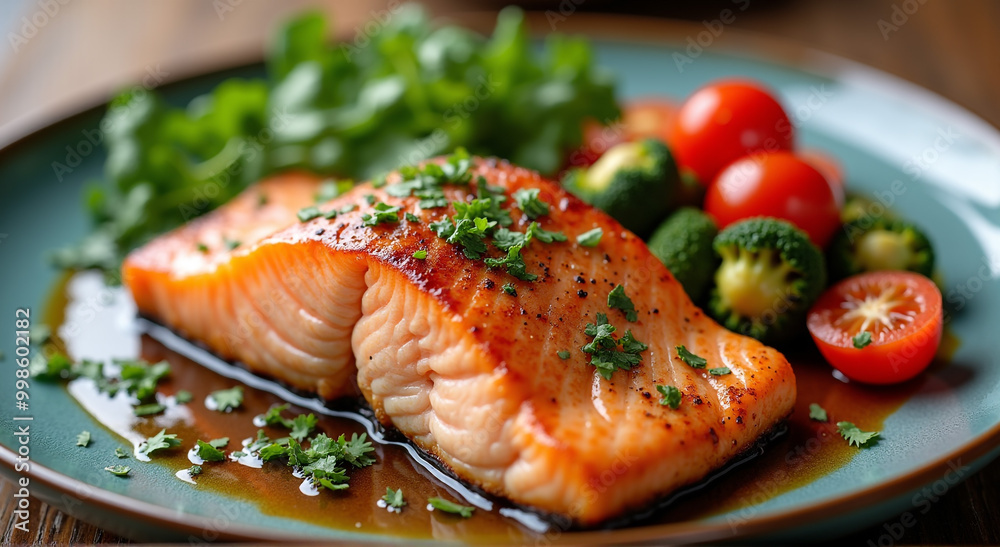 salmon steak with vegetables salmon steak with vegetables