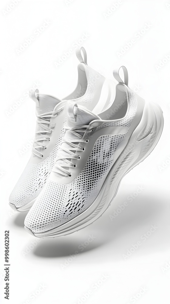 Sleek and High Performance Running Shoes on White Backdrop Sleek and High Performance Running Shoes on White Backdrop