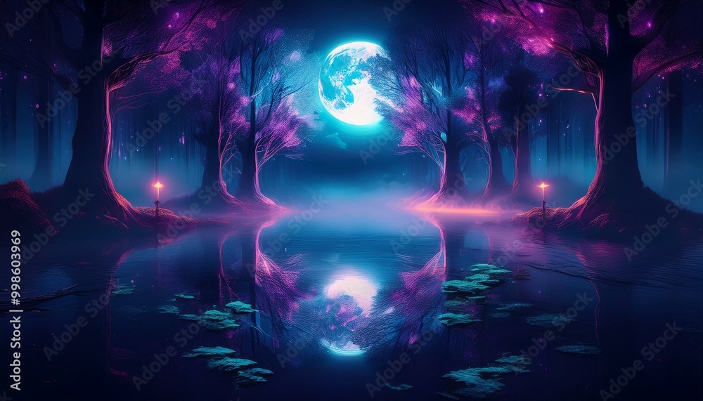 magic forest in night magic forest in night