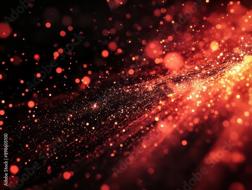 abstract red particle explosion dynamic motion blur fiery bokeh effect deep black background energy concept