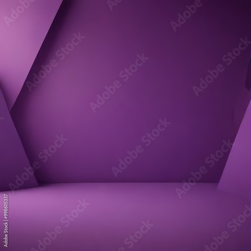 A purple room with a geometric pattern, featuring a large purple wall and a purple floor