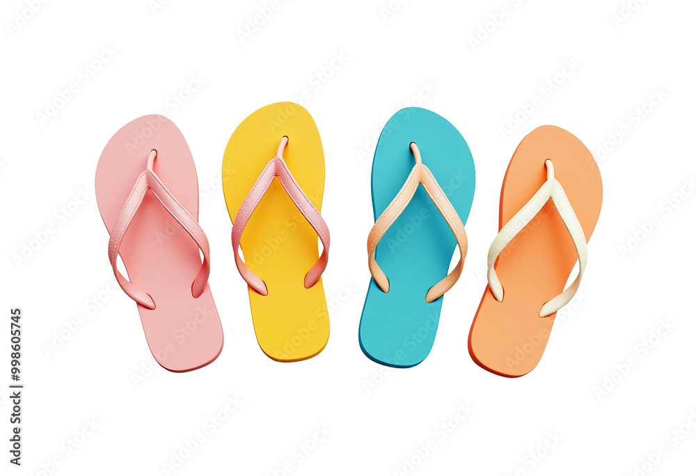 Fototapeta premium Vibrant Flip Flops Isolated: Perfect for Summer Designs 
