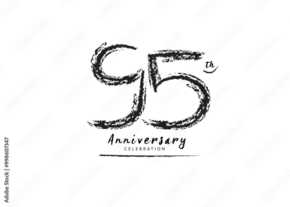 95 Years Anniversary Celebration logo black paintbrush vector, 95 number logo design, 95th Birthday Logo, happy Anniversary, Vector Anniversary For Celebration, poster, Invitation Card 95 Years Anniversary Celebration logo black paintbrush vector, 95 number logo design, 95th Birthday Logo, happy Anniversary, Vector Anniversary For Celebration, poster, Invitation Card