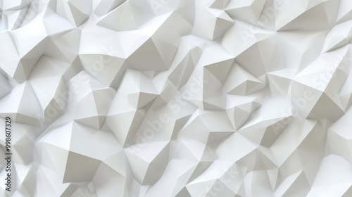 Clean and modern white low poly texture in 3D with geometric shapes and a polished look