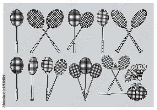Badminton Svg, Badminton Silhouette, Sports, Badminton Outline, Badminton Sports, Shuttlecock Svg, Shuttlecock Silhouette, Badminton Bat
