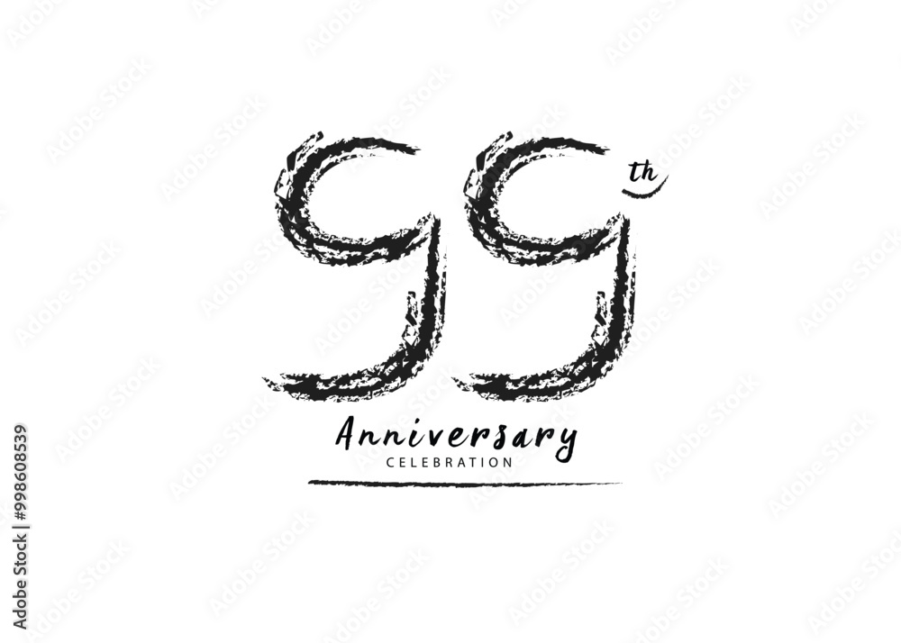 99 Years Anniversary Celebration logo black paintbrush vector, 99 number logo design, 99th Birthday Logo, happy Anniversary, Vector Anniversary For Celebration, poster, Invitation Card 99 Years Anniversary Celebration logo black paintbrush vector, 99 number logo design, 99th Birthday Logo, happy Anniversary, Vector Anniversary For Celebration, poster, Invitation Card