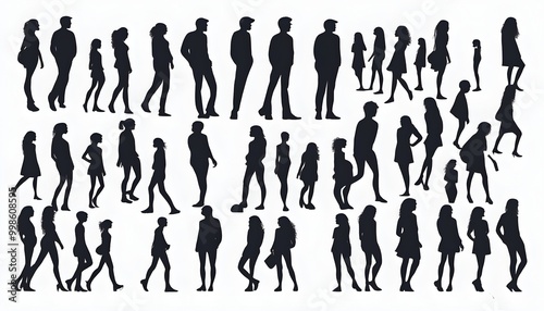 Diverse Silhouettes of Individuals Against a Soft Light Background