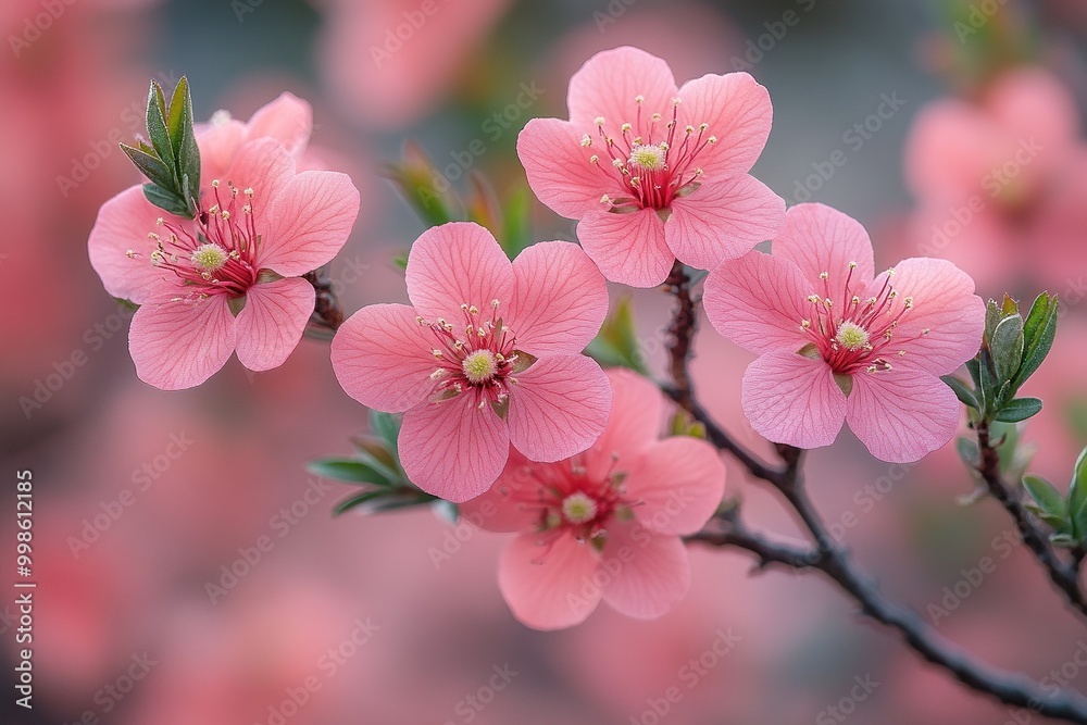 Obraz premium Close-Up of Vibrant Pink Flowers from Leptospermum Showcasing Nature's Exquisite Beauty and Detail