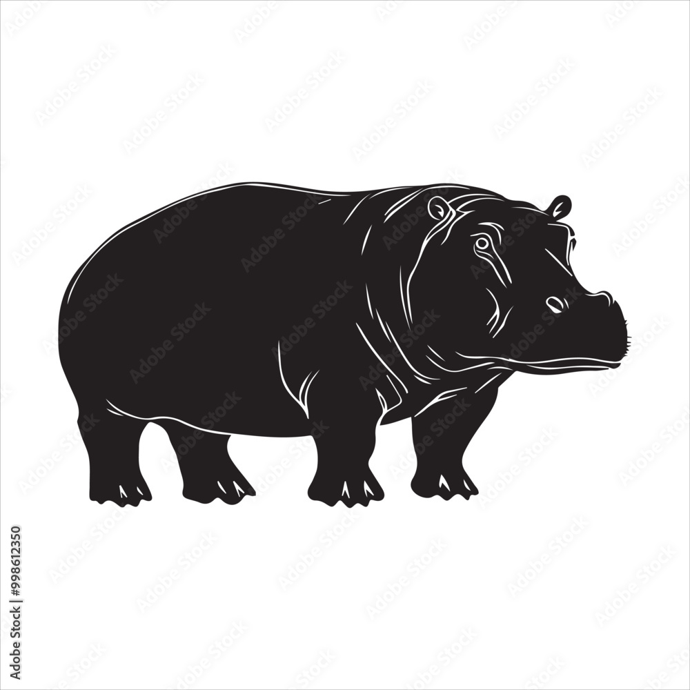 Obraz premium rhino on white background cartoon, animal, vector, illustration, mammal, wild, hippo, rhino, wildlife, bear, nature, zoo, hippopotamus, rhinoceros, art, fun, safari, drawing, comic, elephant, animals,