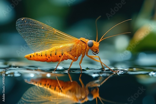 Close-Up View of a Water Boatman in a Vibrant and Vivid Natural Environment Underwater Scene