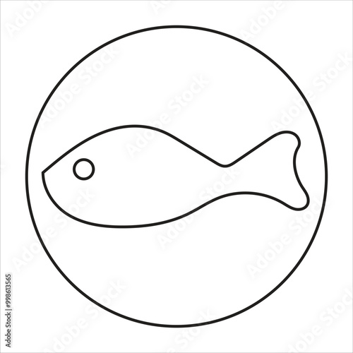 Fish icon encircled. Icon for mobile concept, web design and beauty products. vector illustration