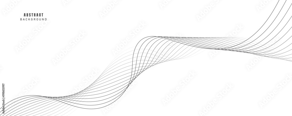 Fototapeta premium Abstract wave element for design. Digital frequency track equalizer. Stylized line art background. Vector illustration. Wave with lines created using blend tool. Curved wavy line, smooth stripe.