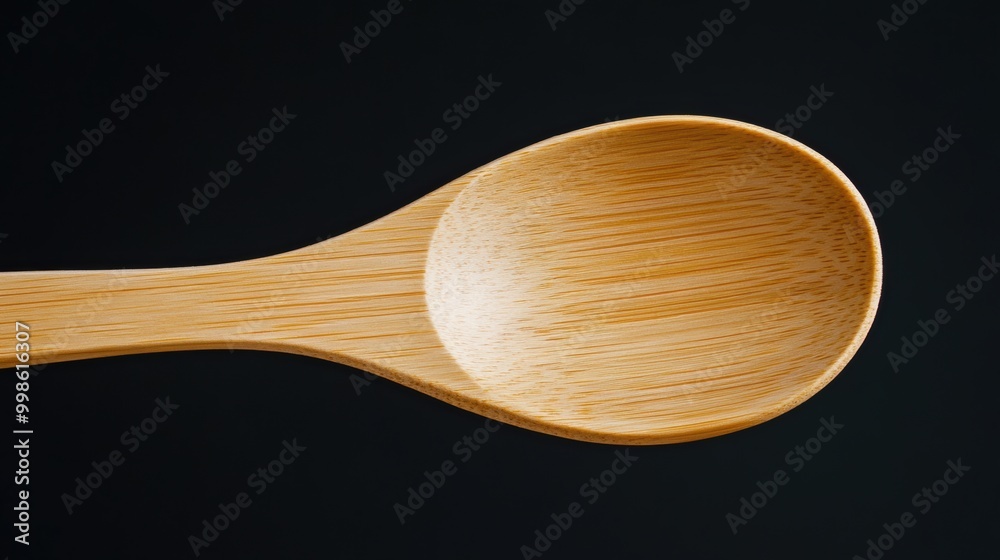 Wooden Spoon on Dark Background with Smooth Finish Wooden Spoon on Dark Background with Smooth Finish