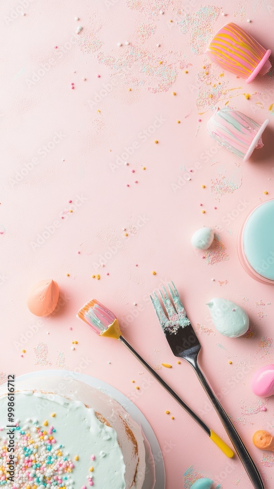 Minimalist Background Illustration for Anniversary Invitations – A Sweet and Elegant Set of Objects, Including Presents, Confetti, and a Charming 3D Cake Design.
Minimalist Background Illustration for Anniversary Invitations – A Sweet and Elegant Set of Objects, Including Presents, Confetti, and a Charming 3D Cake Design.