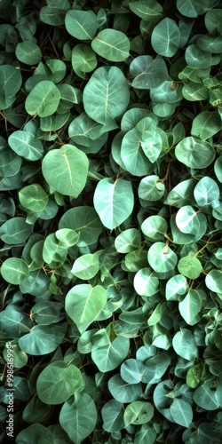 a dense, lush growth of green leaves, creating a dense, natural-looking texture