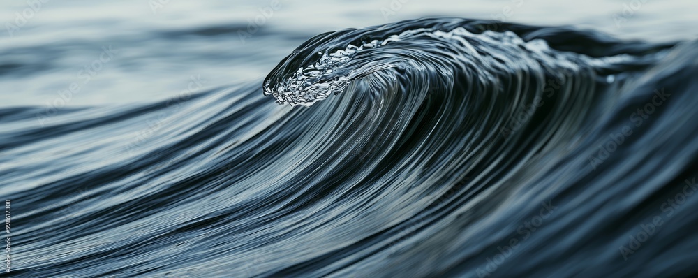 A wave curling perfectly in slow motion, its powerful energy ready to crash onto the shore A wave curling perfectly in slow motion, its powerful energy ready to crash onto the shore